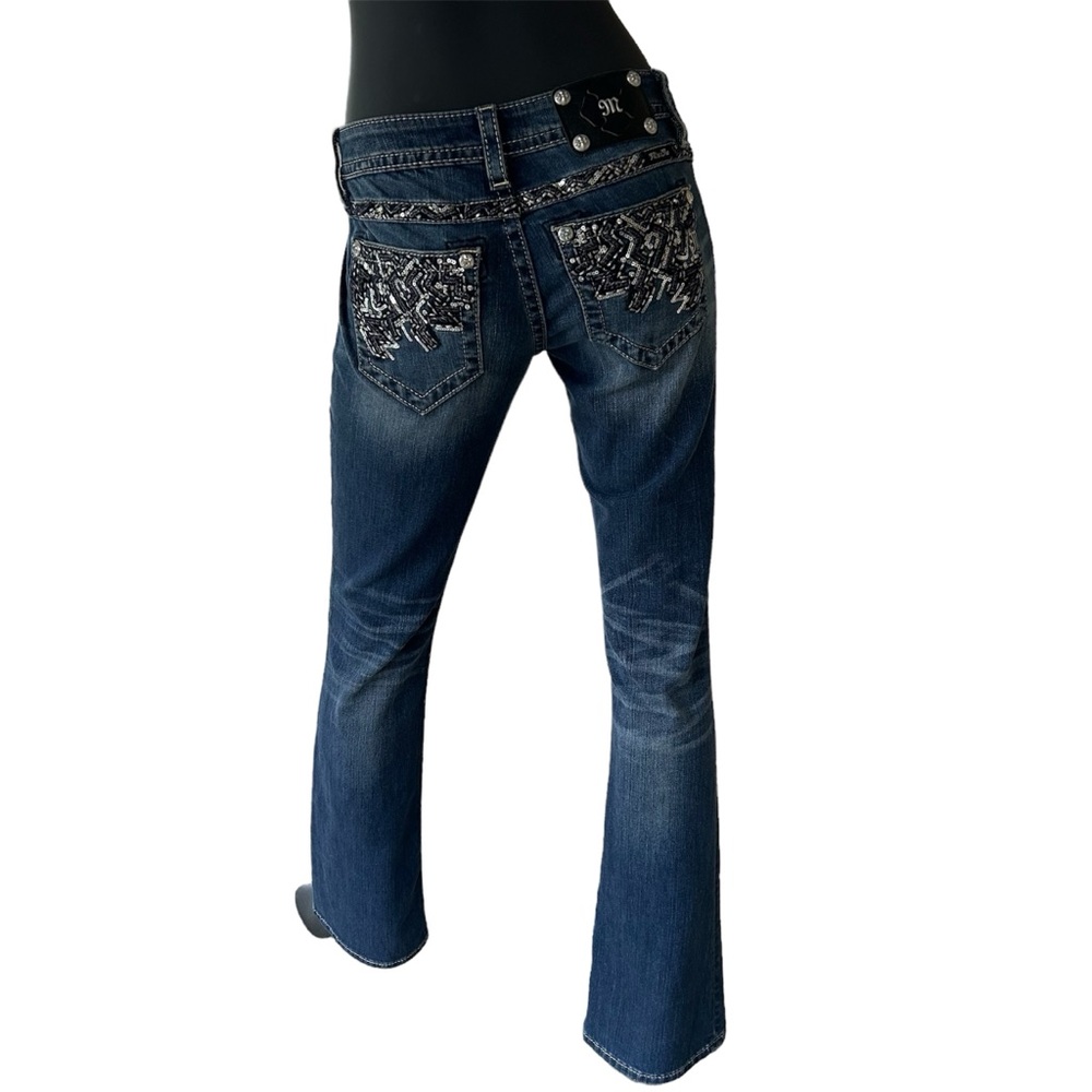 Vintage Y2K Miss Me Bootcut Tall Jeans Boho Sequins Embroidery Long Inseam